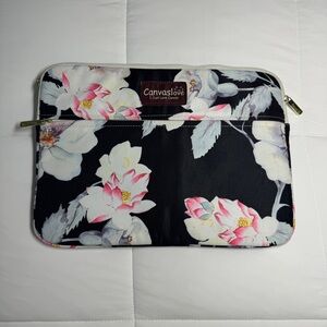 Canvas Love Black and Pink Floral Laptop Case